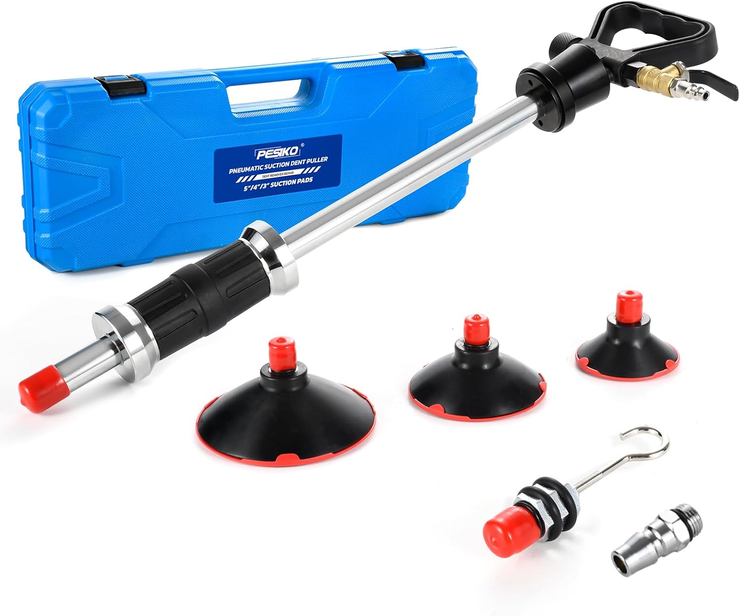 3-Size Air Pneumatic Dent Puller Kit - 75mm/100mm/125mm Suction Cups Slide Hammer for Paintless Car Body Repair