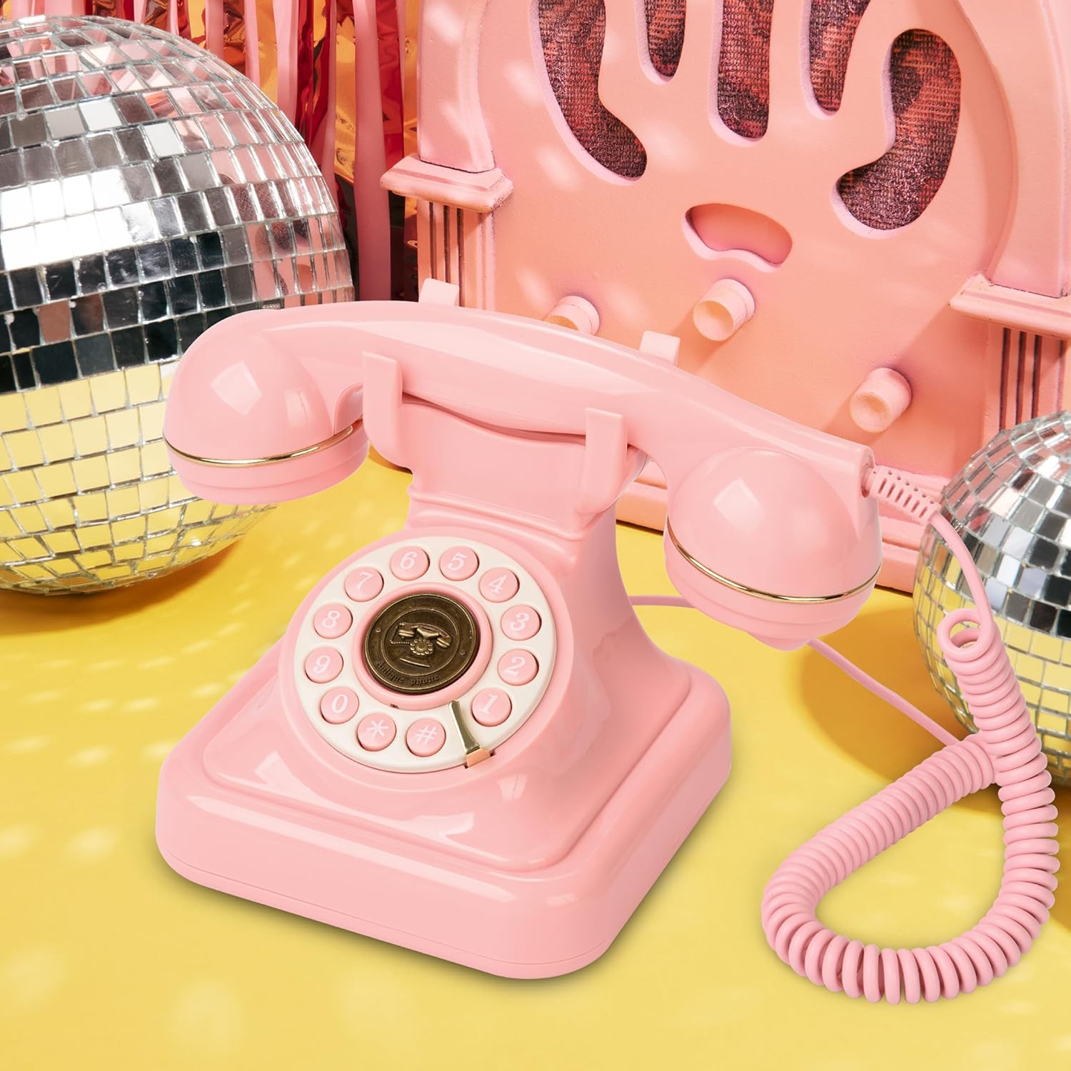 Audio Guest Book Wedding Phone,Pink Audio Phone Guestbook, Record Customized Audio Messages, Preserve Your Special Occasions（Pink）