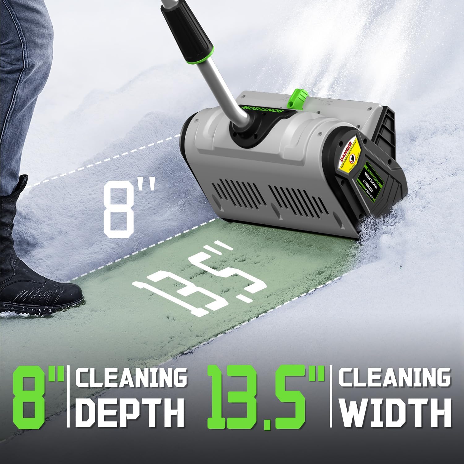 13-Inch Brushless Cordless Snow Shovel, 20V Cordless Snow Blower with 4.0 Ah Battery and Charger, Battery Powered Electric Snow Shovel for Driveway,Steps, Patio, Sidewalk Snow Removal