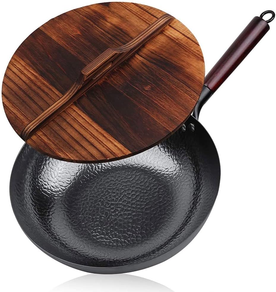 Traditional Stir Fry Pans Handmade Iron Pot Non-Stick Pan Cast Suitable for induction and Gas