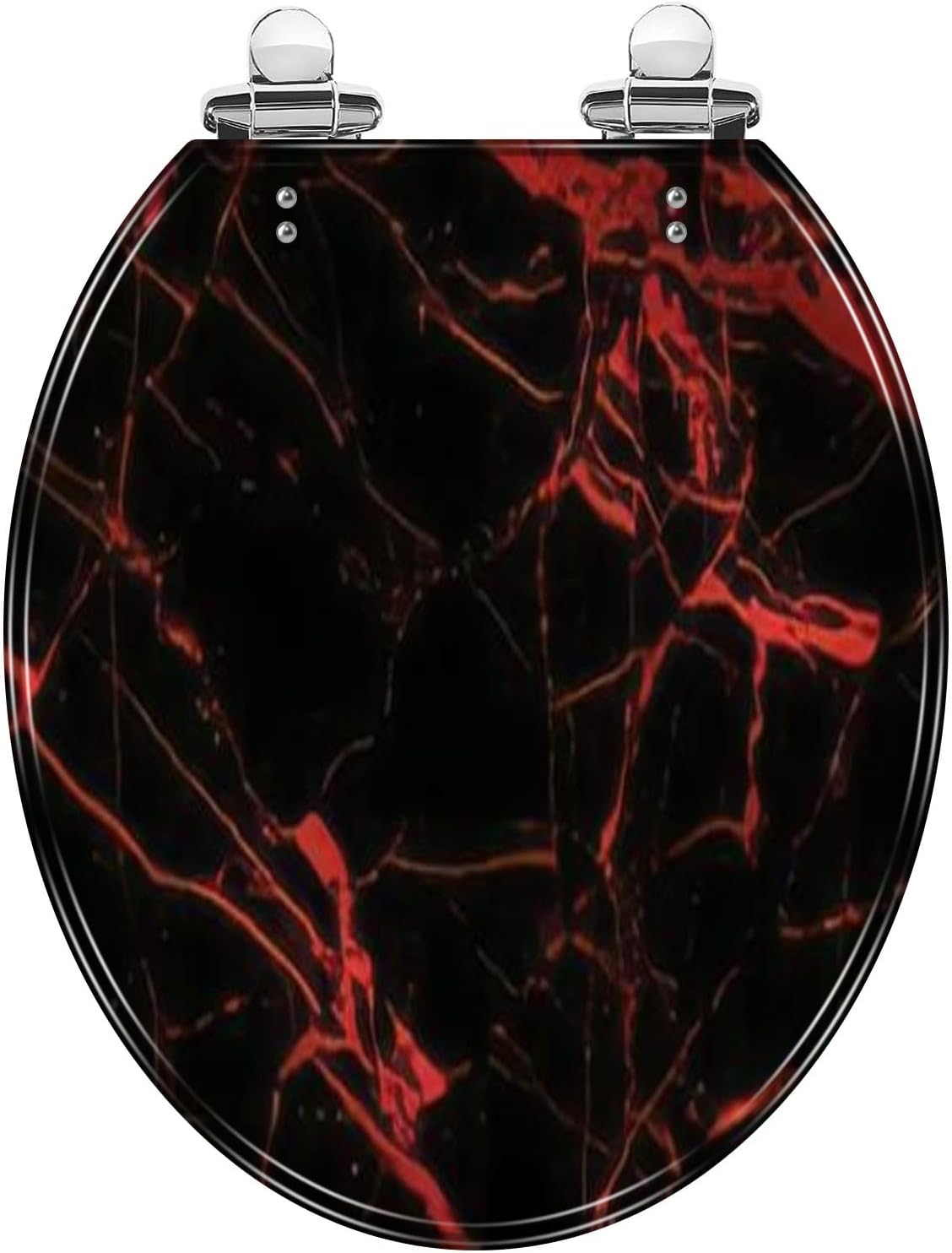 Round Toilet Seat Red black marble Resin Toilet Seat with Quietly Close Quick Release Hinges Decorative Toilet Seat with Cover Easy to Clean and Install