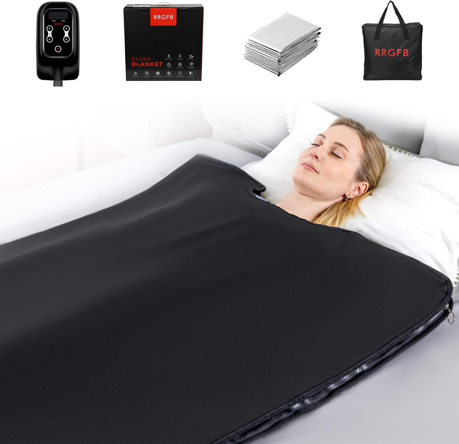 Low EMF Portable Infrared Sauna Blanket for Detox and Home Relaxation, Adjustable 20-60 Min Timer, 95-167℉ Temp Range, 6 ft x 2.95 ft, Durable PU Leather Cover