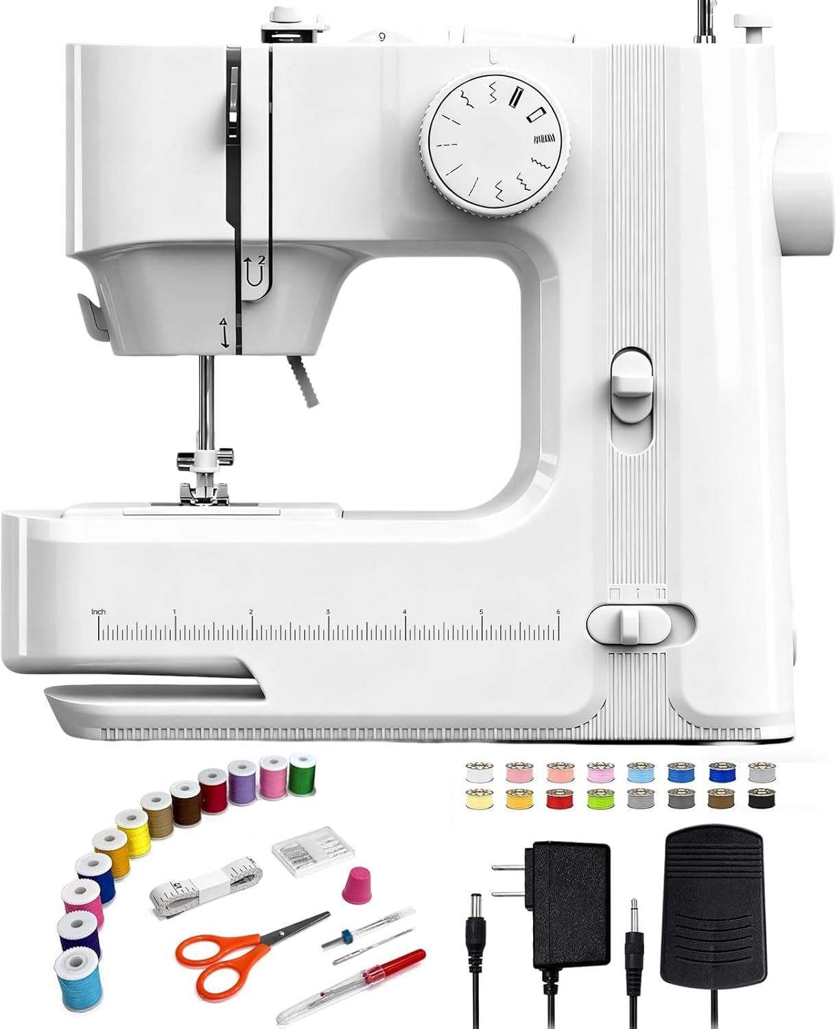 LuckySew:Make Your Own Luck.Sewing machine,sewing machine for beginners with 12 Built-in Stitches,Dual-speed and foot pedal,Home portable sewing machine with accessory kit included.(White)