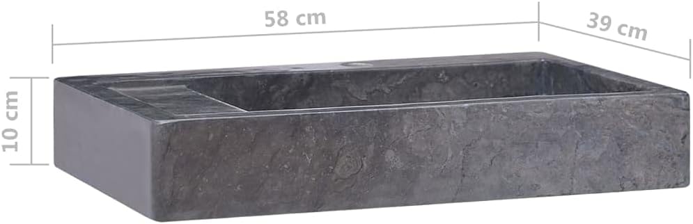 vidaXL Black Marble Sink, 22.8