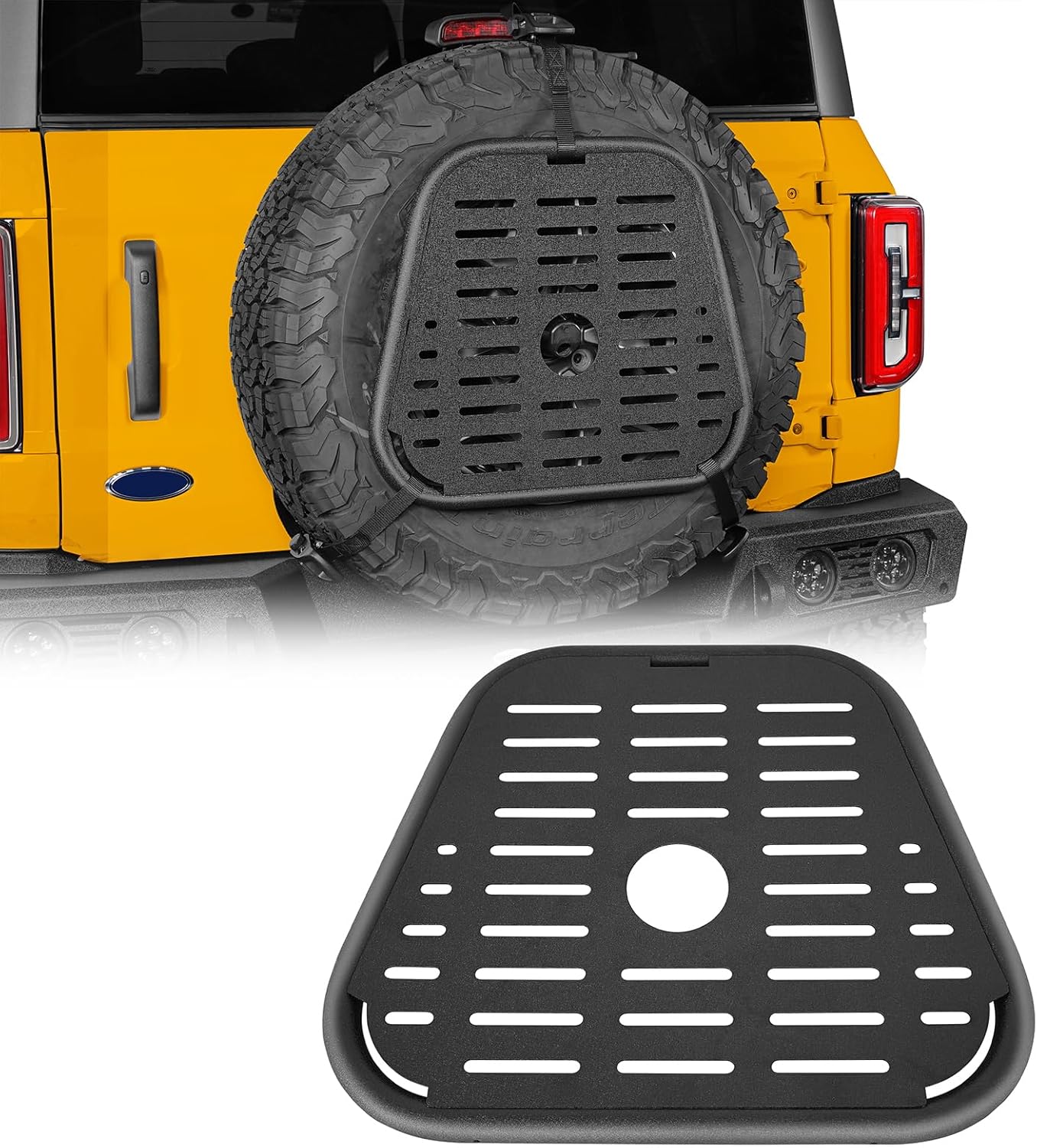u-Box Spare Tire Molle Panel Storage Panel Cargo Rack Compatible with Jeep Wrangler YJ TJ JK 1987-2018 Ford Bronco 2021-2025, Fits up to 40