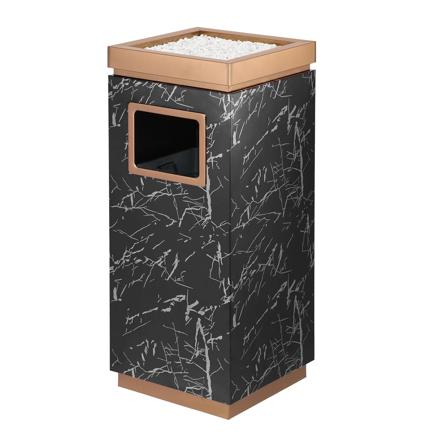 WICHEMI Commercial Outdoor Trash Can, 7 Gallon Stainless Steel Trash Bin with Lid and Removable Inner Bucket for Office Hotel Lobby Patio