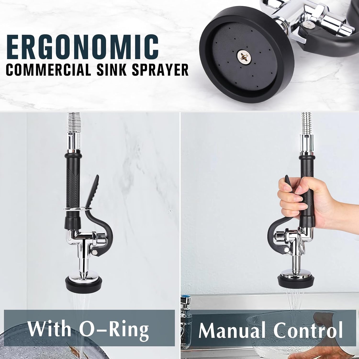 Commercial Faucet with Sprayer, 21 Inch Height Commercial Sink Faucet Wall Mount with 8