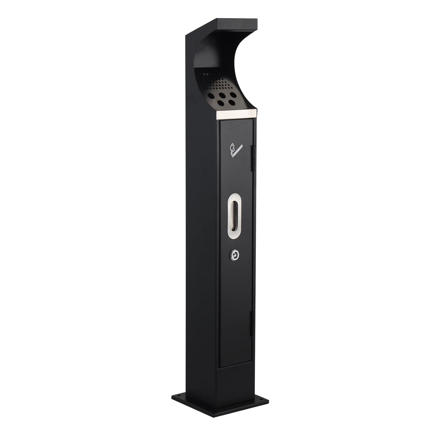 Commercial Butt Receptacles, Vertical Trash Bin, Lockable Design, All-Metal Bulid, w/Removable Inner Bucket Fits Park, Pubs and Home(36.22