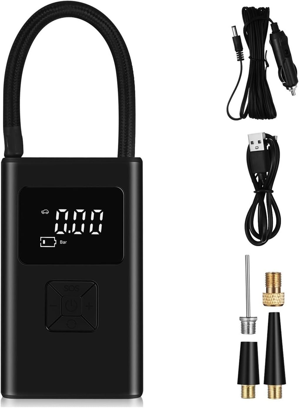Car Tyre Inflator Cordless Rechargeable Air Compressor Digital Display Tire Pump Bike Air Pump Small Portable Inflatable Pump