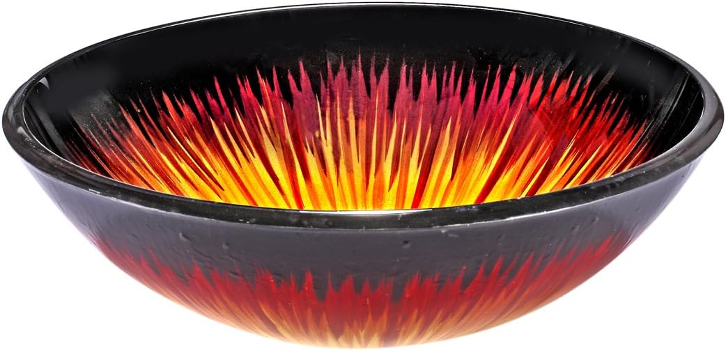 InFurniture ZA-1204 Tempered Glass, Round, 0.5 inch Thick, 16.5 inch Diameter, 5 inch Height Round Tempered Glass Sink Bowl, 0.5 inch x 5Black/Orange/Red,, 0.5 inch x 5