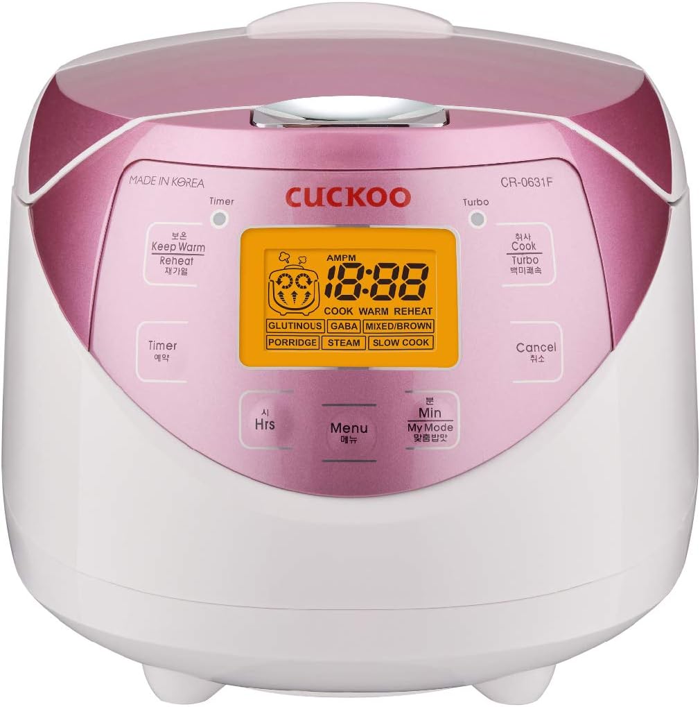 CUCKOO Micom Rice Cooker 6 Cup Uncooked / 12 Cup Cooked, Korean Fuzzy Logic Rice Cooker with Delay Timer & Keep Warm Setting, Versatile Food Steamer with Non-Stick Inner Pot, White (CR-0633F)