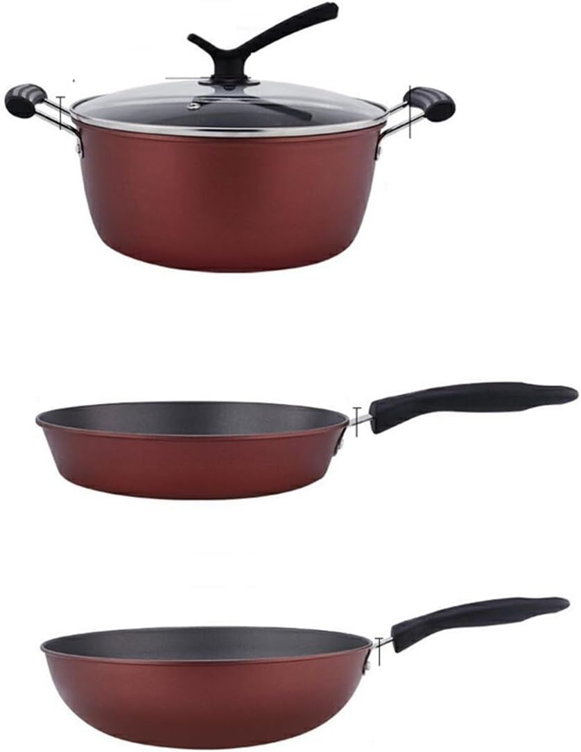Kitchen Pot Set Wok Frying Pan Soup Daily Cooking Three Pieces