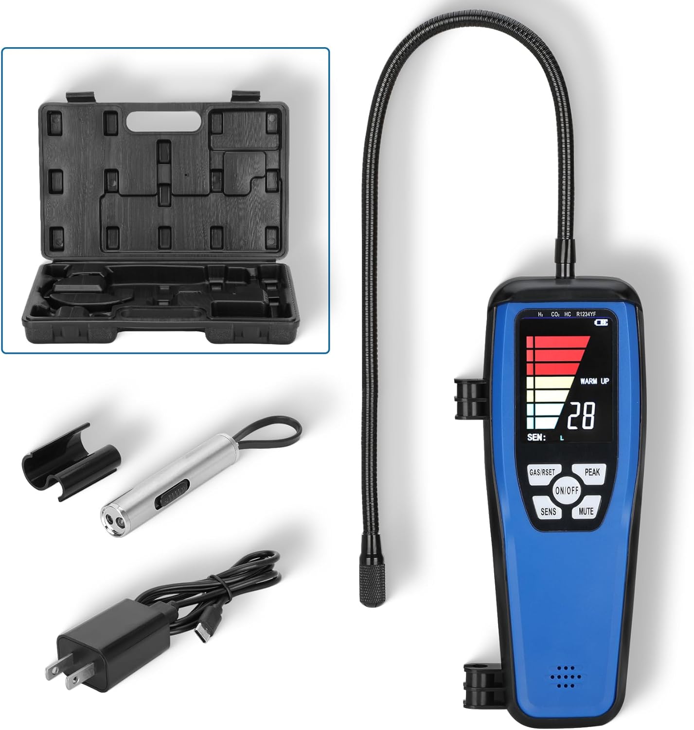 𝙐𝙥𝙜𝙧𝙖𝙙𝙚 Freon Leak Detector, LD-200 Refrigerant Leak Detector with Rechargeable Battery, Sensitive AC Leak Detector HVAC for R12 R22 R134a R1234 R1234yf R600a R410a CFCs HCFCs HFCs HFOs HCs