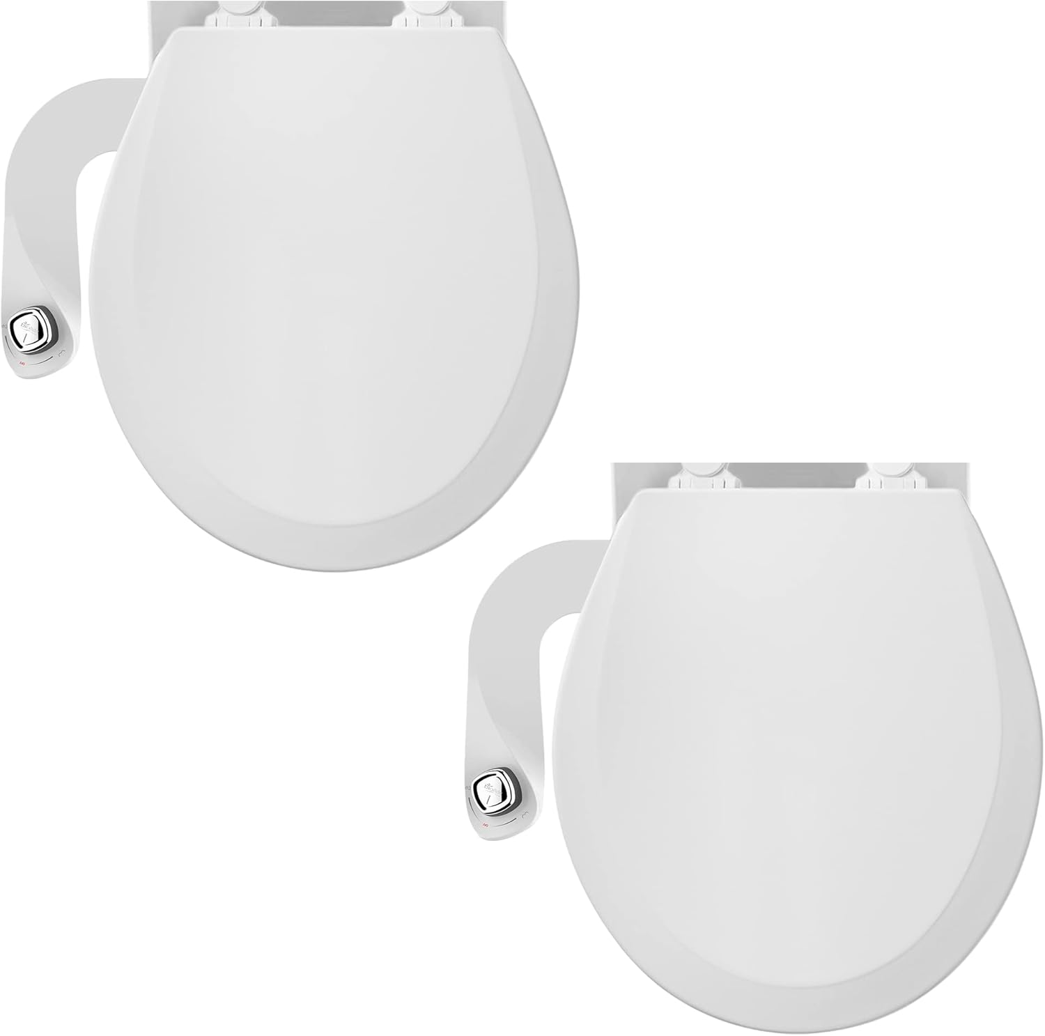 Bemis 500EC Toilet Seats with Perfect Fit, Fresh Water Spray, Non-Electric, Easy to Install Bidets, ROUND, White, Includes 2 Seats & 2 Bidet Attachments