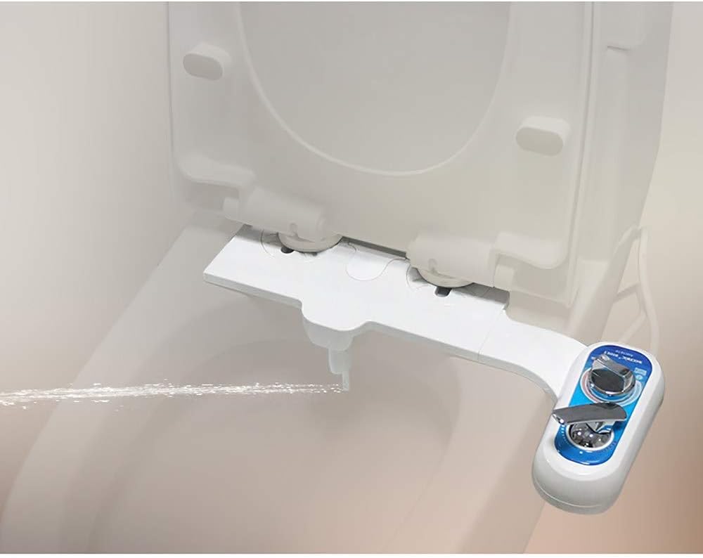 Bidet Attachment for Toilet,Left Handed Dual Nozzle Cold and Hot Water Spray,Non-Electric Mechanica Toilet Bidet,Water Pressure Control,ABS,for Pregnant/Elderly/Overweight,White-1/2