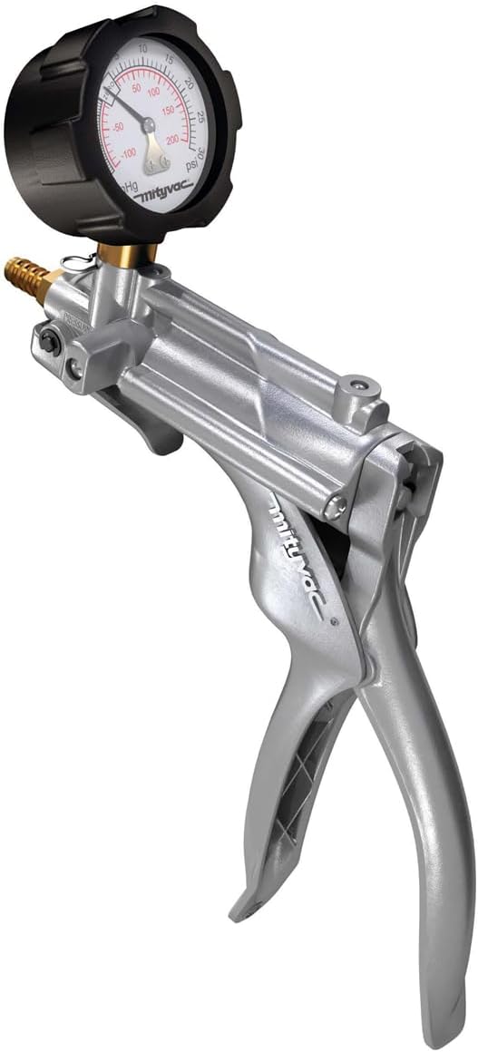 Mityvac MV8510 Silverline Elite Automotive Brake/Clutch Bleeding, Diesel Fuel Priming and Vacuum/Pressure Testing Hand Pump, Ergonomic Design, Zinc-aluminum Die Cast, Dual Converter, 2
