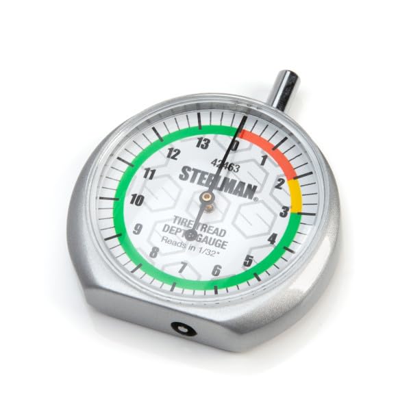 Steelman Dial-Type Color-Coded Tread Depth Gauge, Identifies Tire Wear, Durable Powder-Coated Zinc Alloy Casing for Professional or Home Auto Mechanics (Case of 10)