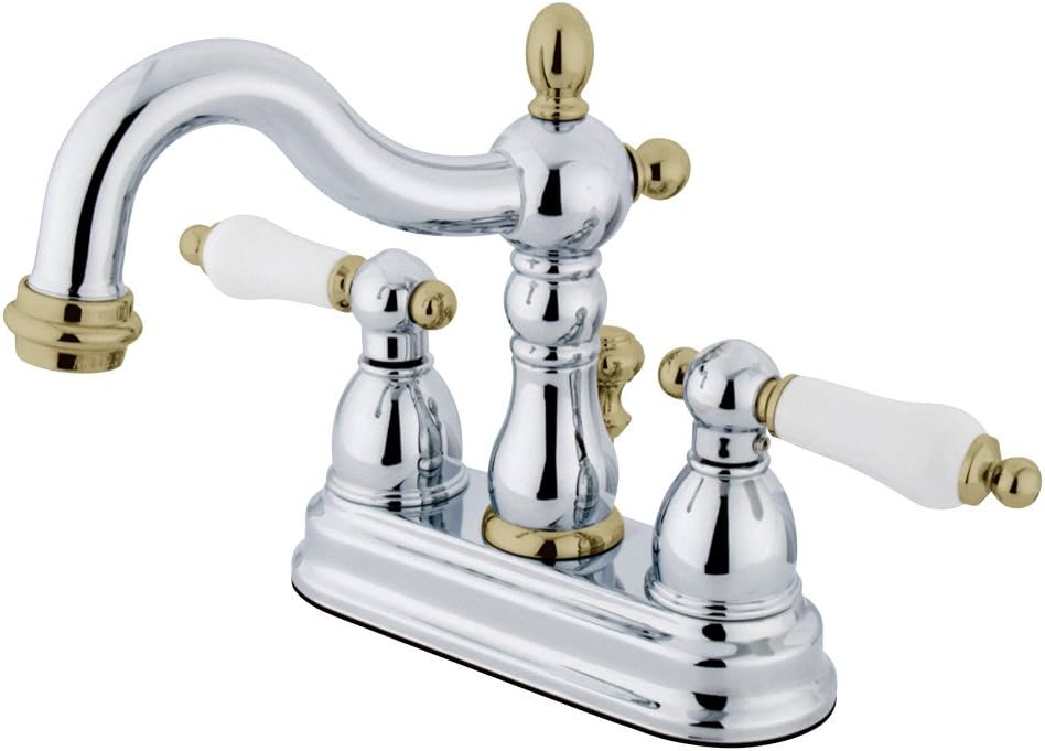 Elements of Design EB1604PL Center Set Lavatory Faucet with Porcelain Lever Handle, 4