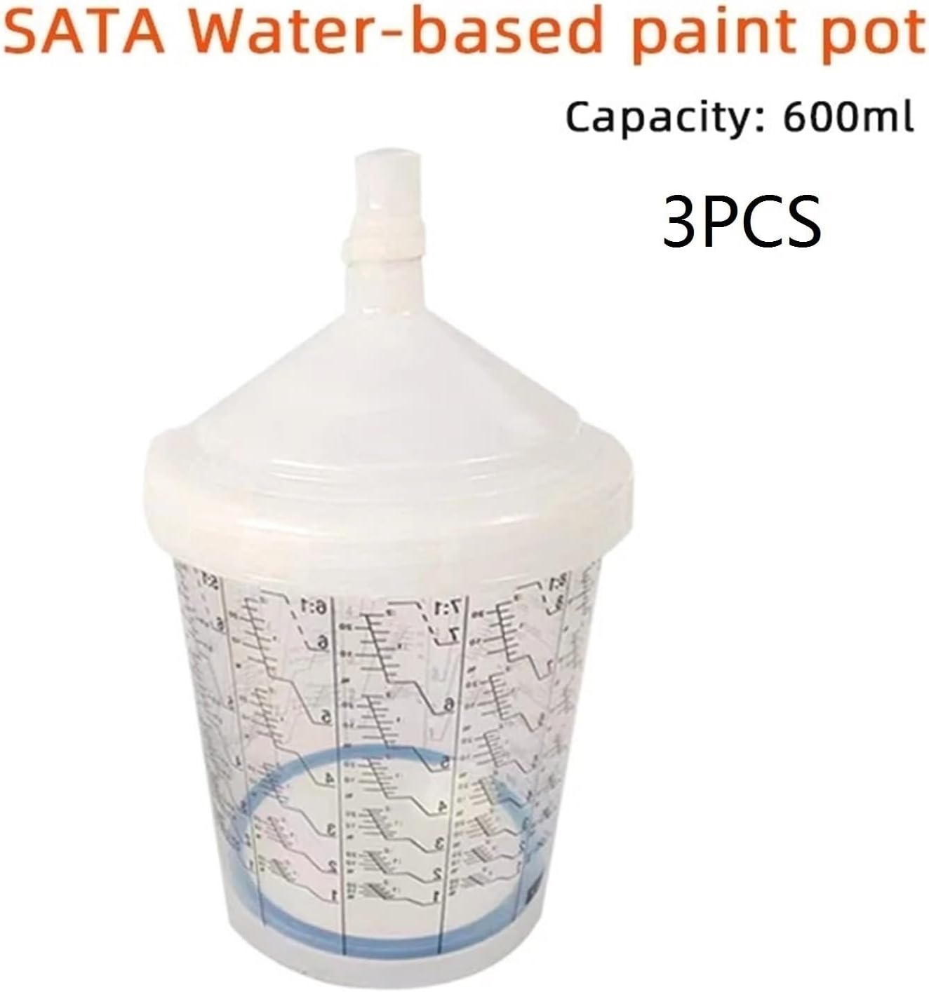 Compatible with Sata Spray Gun Pot 600ml Disposable Gun Pot Accessories Water-Based Paint Mixing Cup (Size : 600 ML 3 pcs)