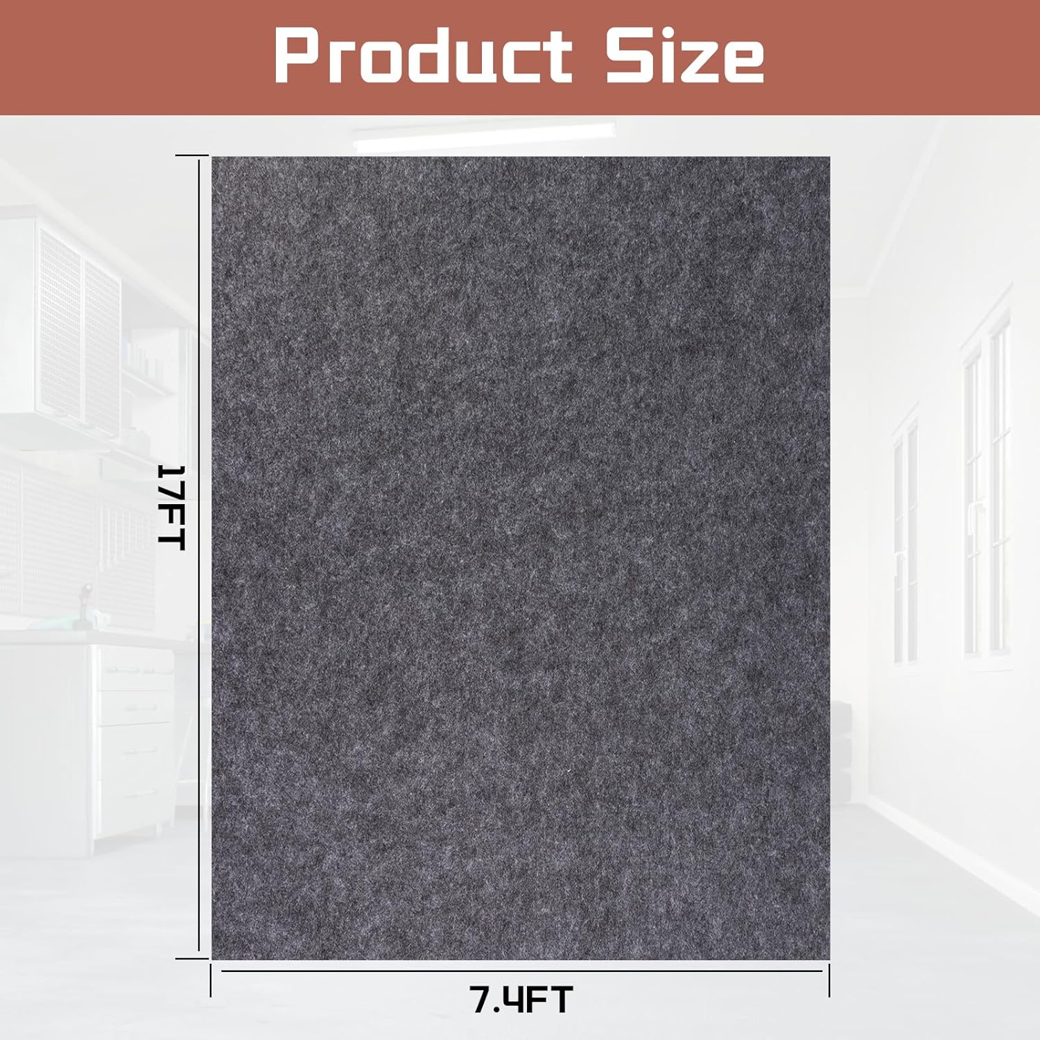 Garage Mats Oversize Garage Floor Paking Mat for Under Car, 7.4 x 17 Ft Non-Slip Gray Garage Flooring Carpets, Absorbent Oil Garage Parking Mat, Waterproof Mats