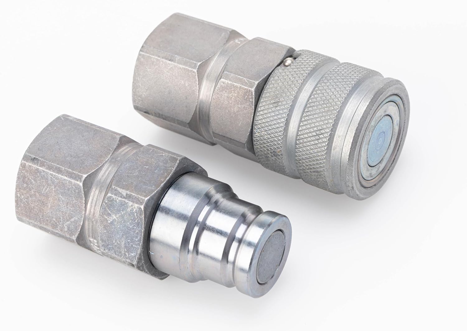 Parker FF‑501‑8FP + FF‑502‑8FP Hydraulic Quick Coupler Set — Non‑Spill Flat‑Face, ½″ NPSF (Coupler + Nipple), 3,000 psi | ISO 16028 Ready