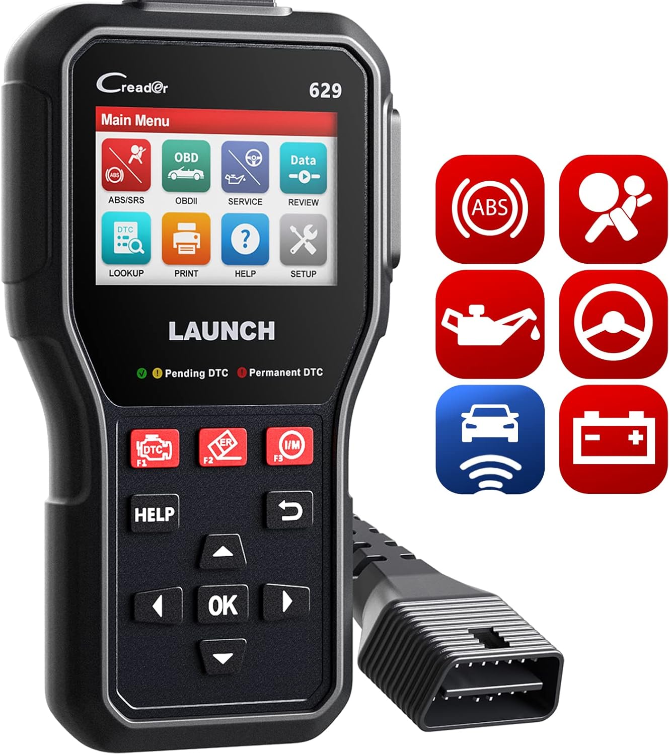 LAUNCH CR629 OBD2 Scanner ABS SRS Scan Tool with Active Test, 3 Service Oil/SAS/BMS Reset Tool, Full OBD2 Functions Car Code Scanner, Lifetime Free Update (More Powerful Than LAUNCH CR529, CRP123X)