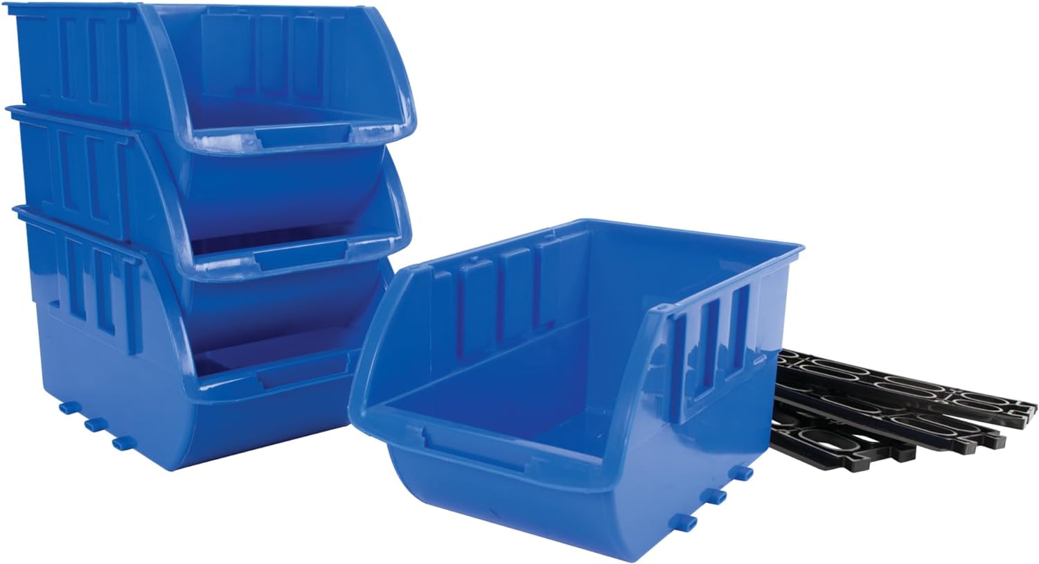 Performance Tool W5193 Half Bulk Bin Storage Rack with 32 Large and Small Bins for Easy Garage Organization of Tools, Parts, Hardware, and More, Red and Blue