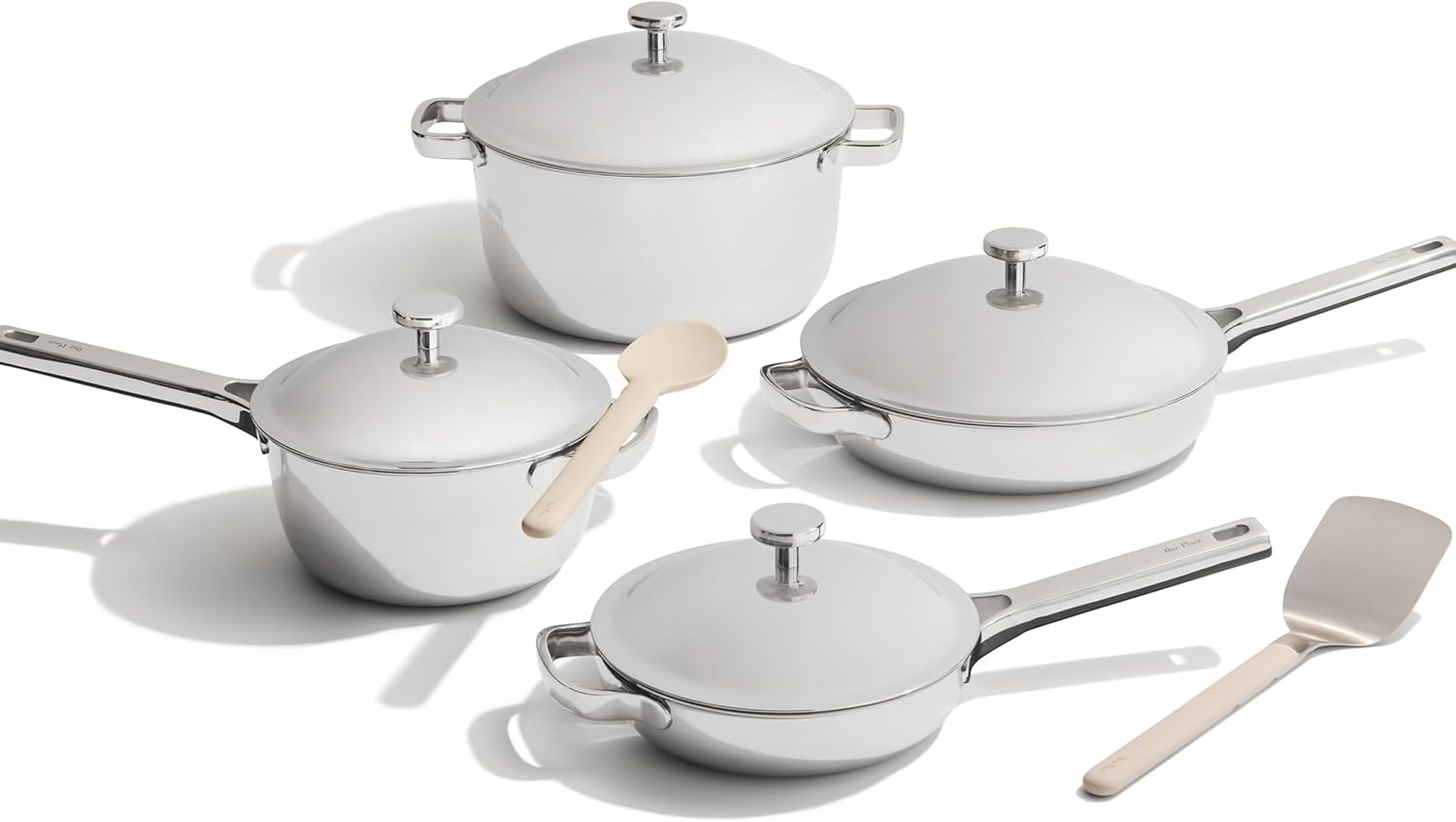 Our Place Titanium Pro Cookware Set (4-Piece) – Always Pan & Perfect Pot | Nonstick No-Coat Technology | Tri-Ply Titanium & Stainless Steel | Safe for Oven, Induction & Cooktops up to 1000°F | Chrome