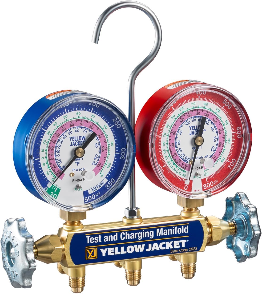 Yellow Jacket 42035 2-Valve Series 41 A2L Manifold, (psi °F) R32/454B/410A, 3-1/8