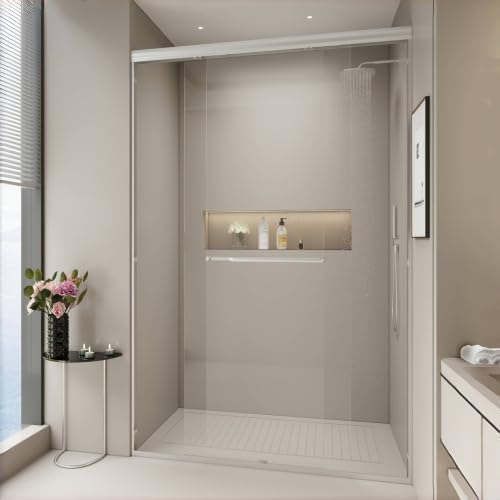 56-60 in. W x 72 in. H Double Sliding Shower Door, Semi-Frameless Bypass Bathroom Sliding Door with 1/4