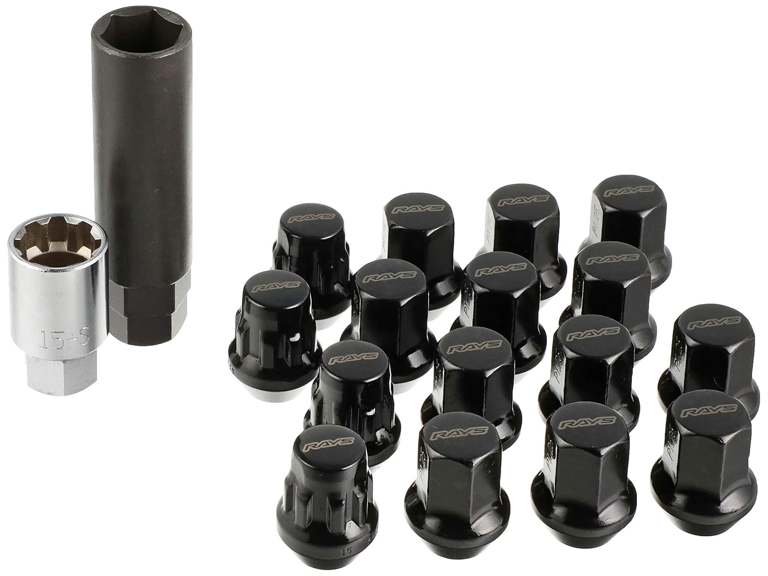 Rays 17HEX Rock & amp; nut set (for 4 holes) M12 × 1.25 Black 74082000003BK