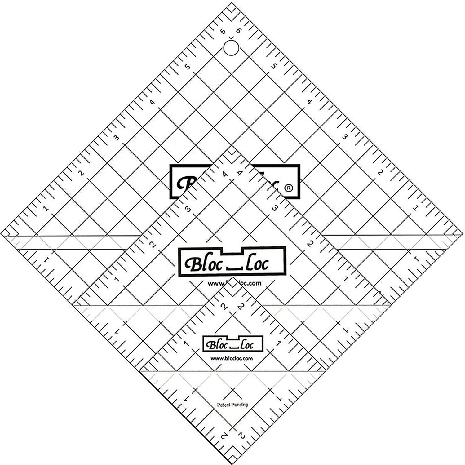 Bloc Loc Half Square Triangle Ruler Set 5.1cm - 6.4cm 11cm,17cm, Acrylic Ruler