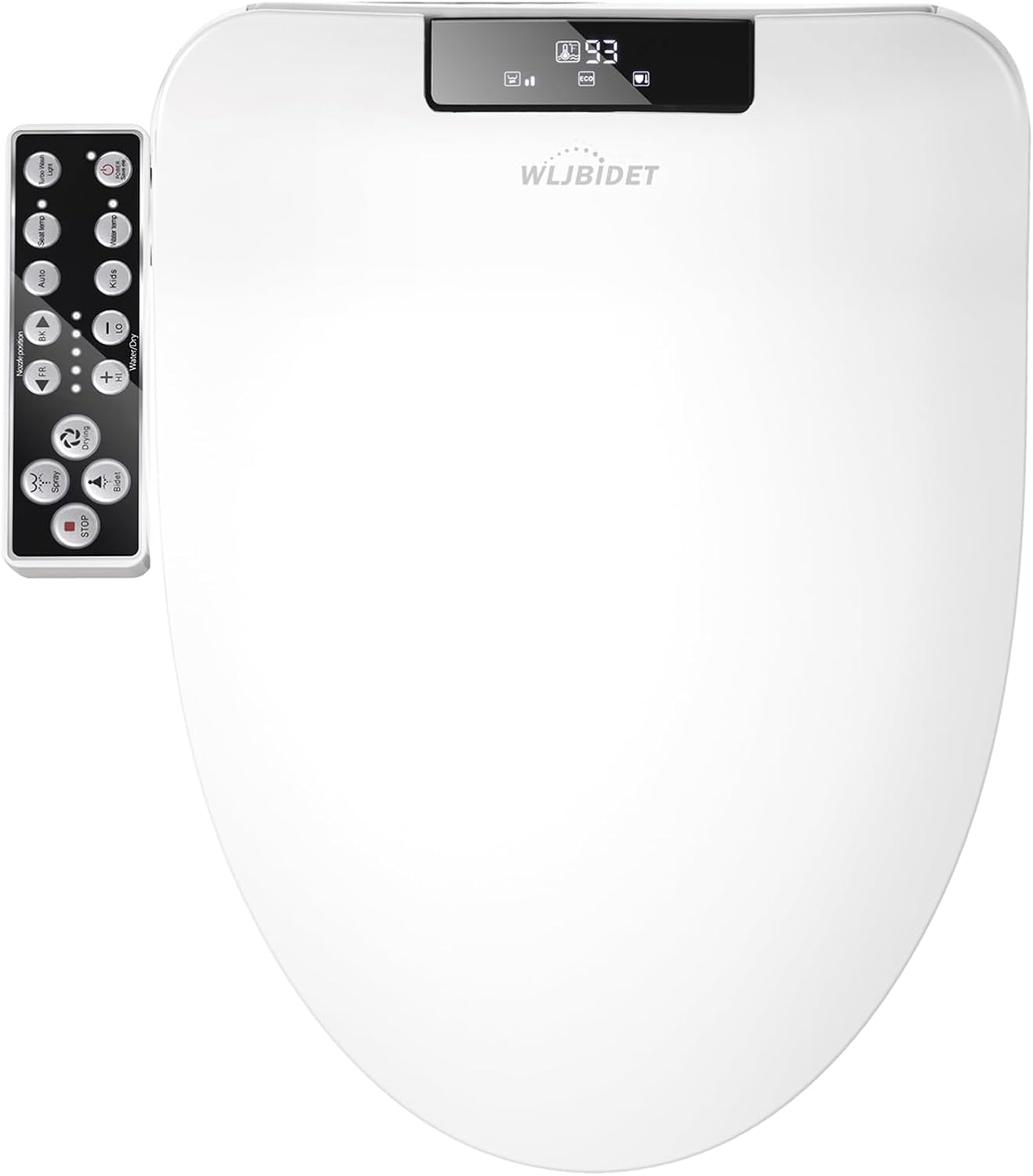 Bidet Toilet Seat, Electric Bidet with Heated Toilet Seat, Instant Warm Water & Air Drying, Temperature Adjustable, Side Panel Control, Display Screen, Night Light, Oval