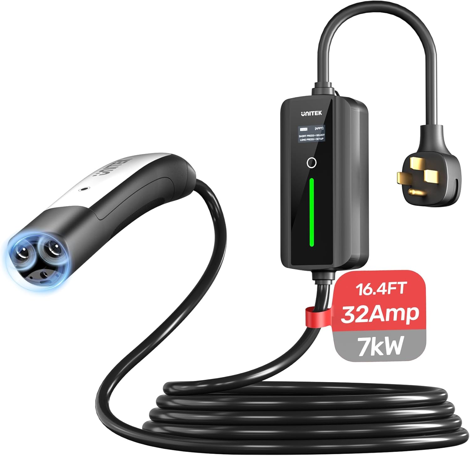 Unitek Portable Tesla Wall Charger -Level 1 & 2 EV Charger for All Tesla,32Amp 7KW 240V Mobile Charger Connector for Tesla,EV Charging Station for tesla,Tesla Home Charger for ModelY/X/3/S/Cyber truck