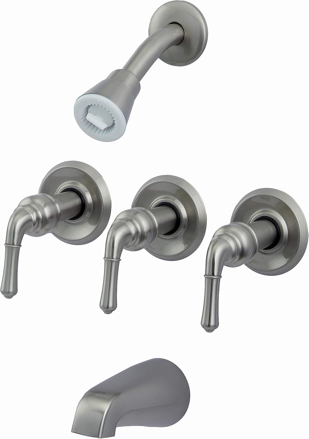 Trim Kit for Delta, Peerless 3-handle Washerless Cartridge Shower Valve, Brushed Nickel Finish, With Metal Lever Handles and 2 1/2