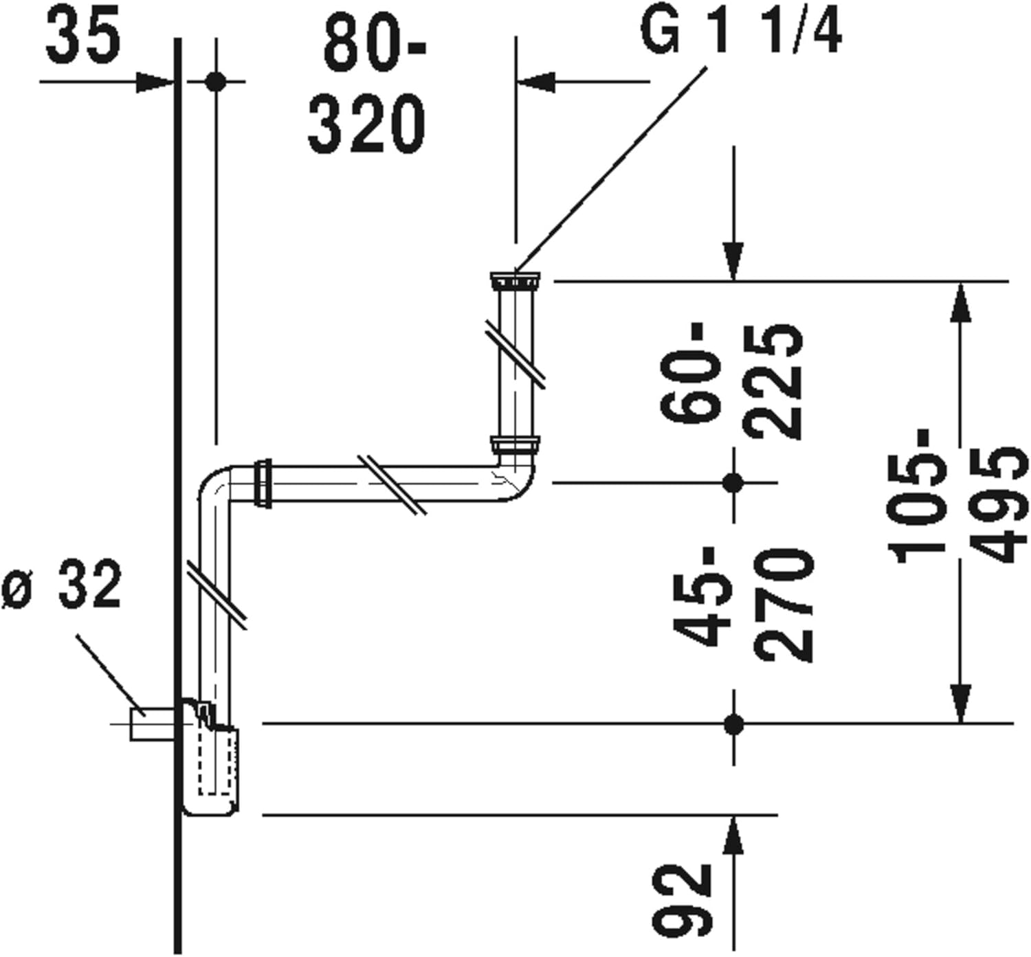 Space saving siphon white