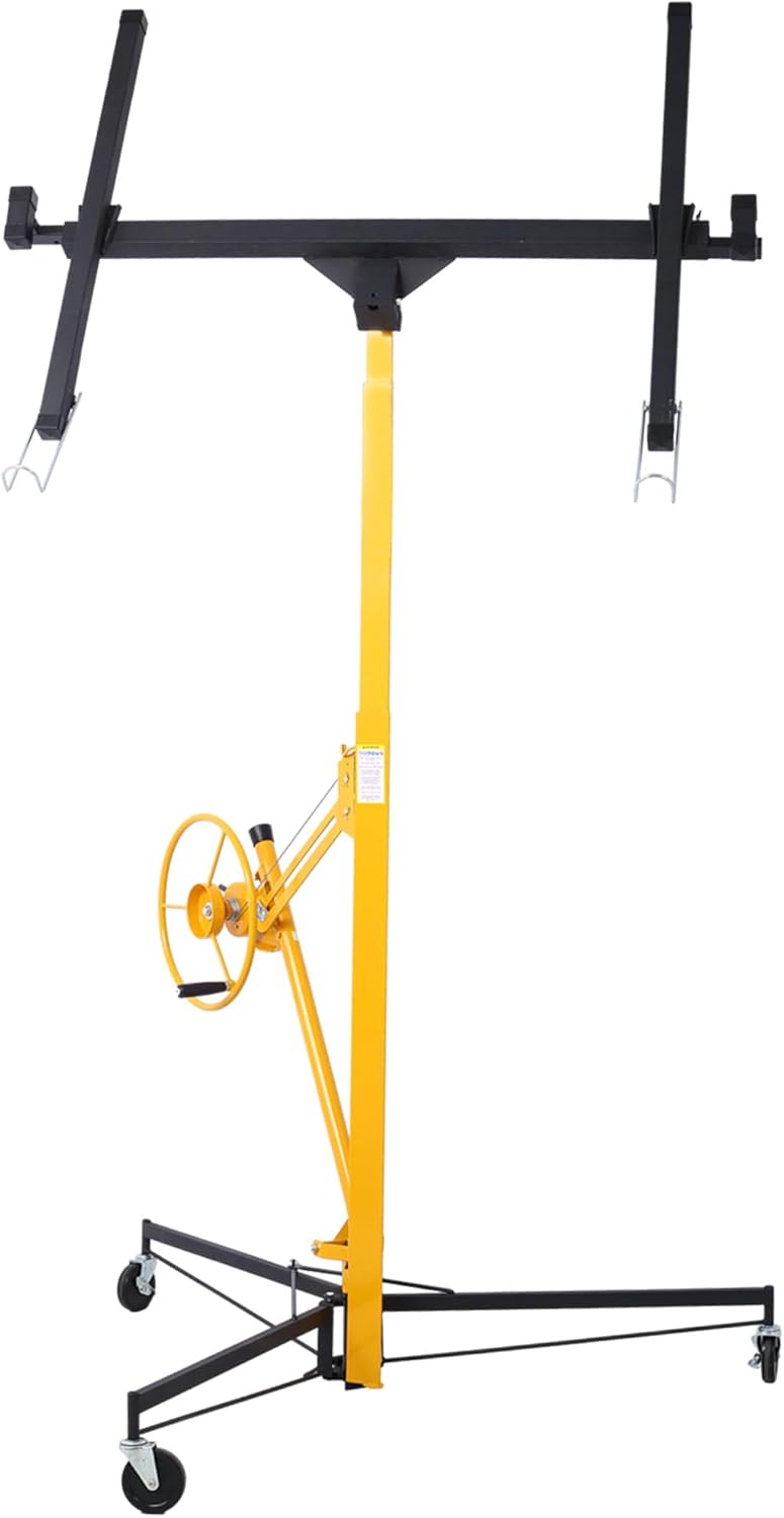 11 Ft Drywall Lift, 150lbs Rolling Sheetrock Lift & Drywall Lifter with Lockable Wheels, Heavy Duty Drywall Jack Lifts with 360° Adjustable Telescopic Arm for Ceiling and Walls (Green+11ft)