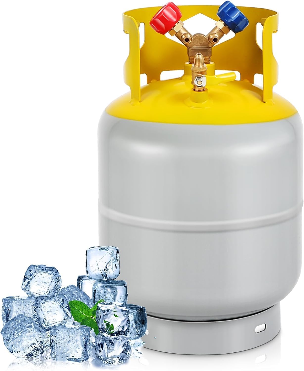 Recovery Tank Refrigerant Recovery Cylinder Tank 50 LB with 1/4 SAE Y-Valve Liquid/Vapor Reclaim Tank AC Freon Refrigerant Recovery Tank Reusable Cylinder Tank Without Float Switch