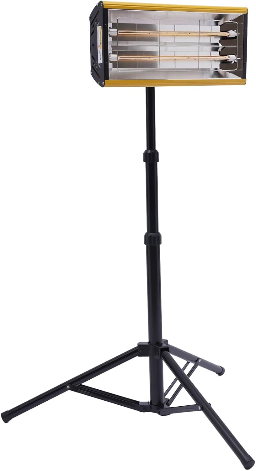 Baking Infrared Paint Curing Lamp, 2000W 110V Handheld Auto Body Short Wave Infrared Paint Dryer Lamp Heater with Telescopic Bracket and Timer for Car Bodywork Repair, Angle & Height Adjustable