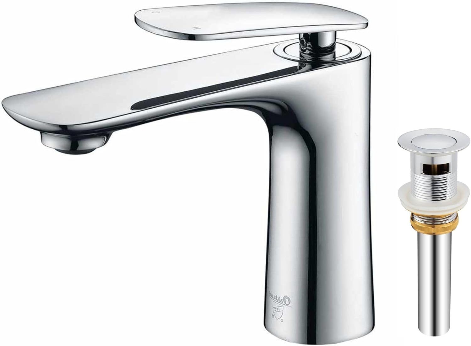 Single Hole Bathroom Faucet with Drain Assembly, Single Handle Bathroom Sink Faucet with Pop-up Drain Stopper (Chrome)