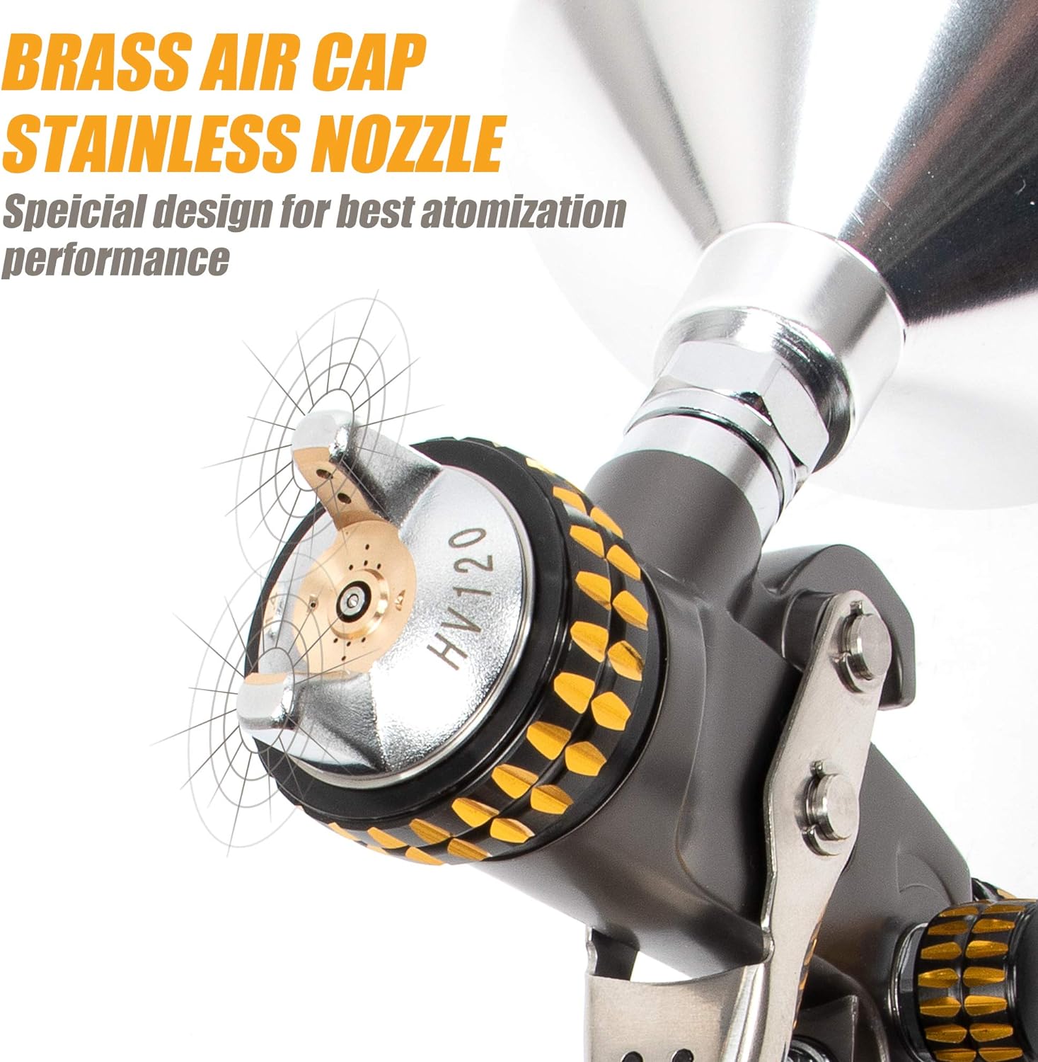 BEETRO HVLP Air Spray Gun 2.5mm Nozzle 1000ml Capacity 14.5CFM 30-43psi with Air Control Valve 1/4