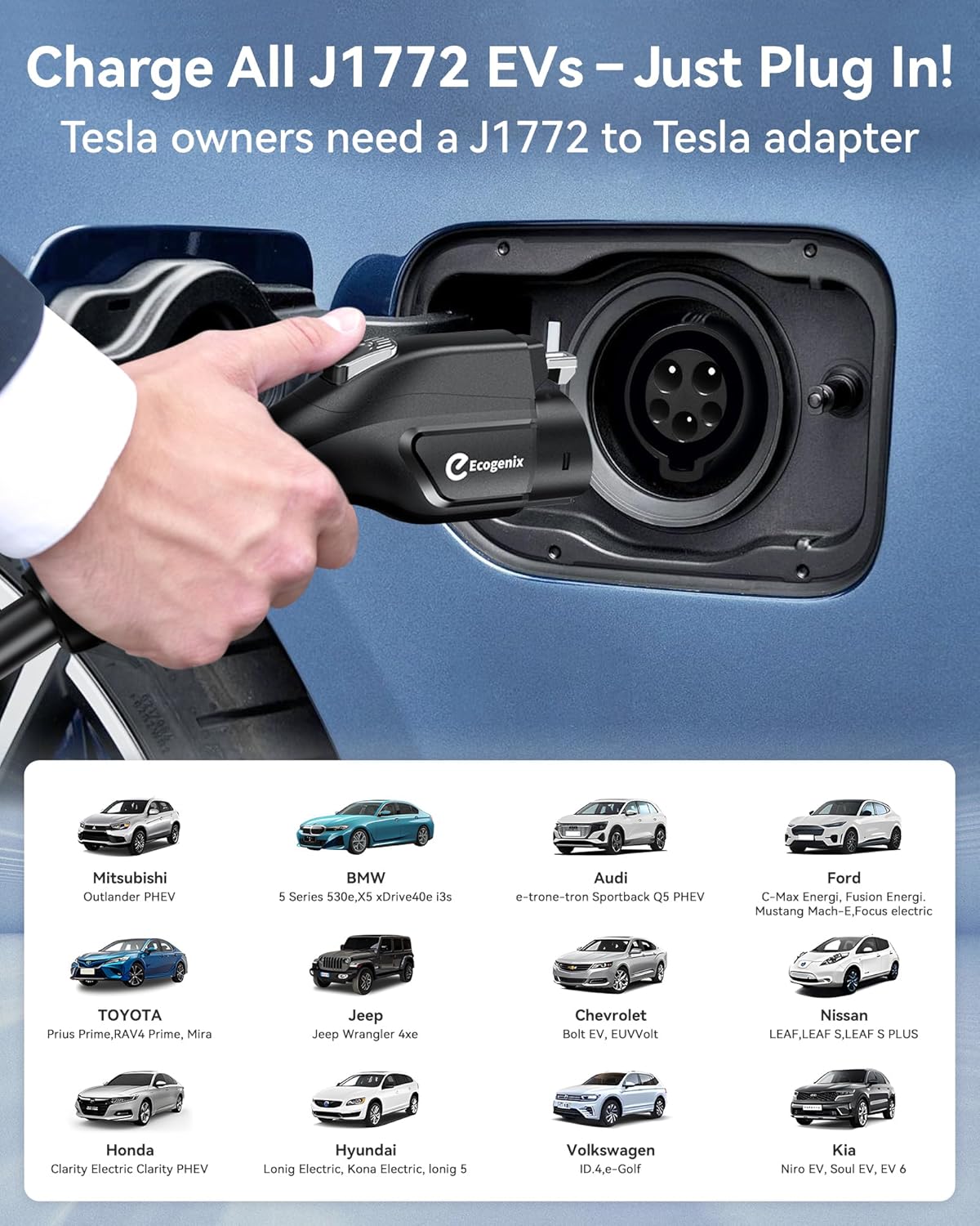 Level 1 EV Charger with Holder, 15A 25ft Cable Portable Mobile J1772 Charger, 110-120V 5-15 Plug, Home/Outdoor Charging Stations for All J1772 EV and Hybrid Vehicles