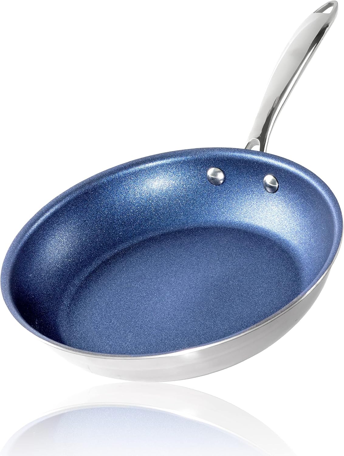 Granitestone Stainless Steel Nonstick 12” Frying Pan, Tri-Ply Base, Stainless Steel Fry Pan with Nonstick Mineral Coating, 100% PFOA Free, Cool Touch Handles, Induction, Oven & Dishwasher Safe…