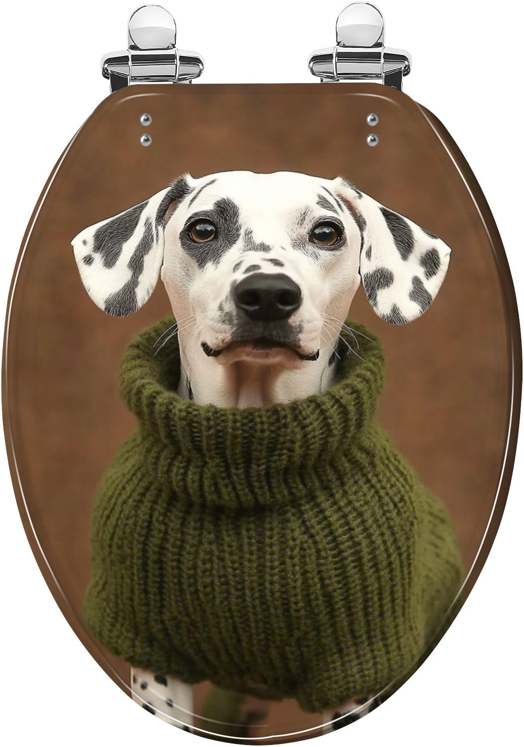 Elongated Toilet Seat Dalmatian pullover Art Resin Toilet Seat with Cover Easy to Install Quietly Close Quick Release Hinges Decorative