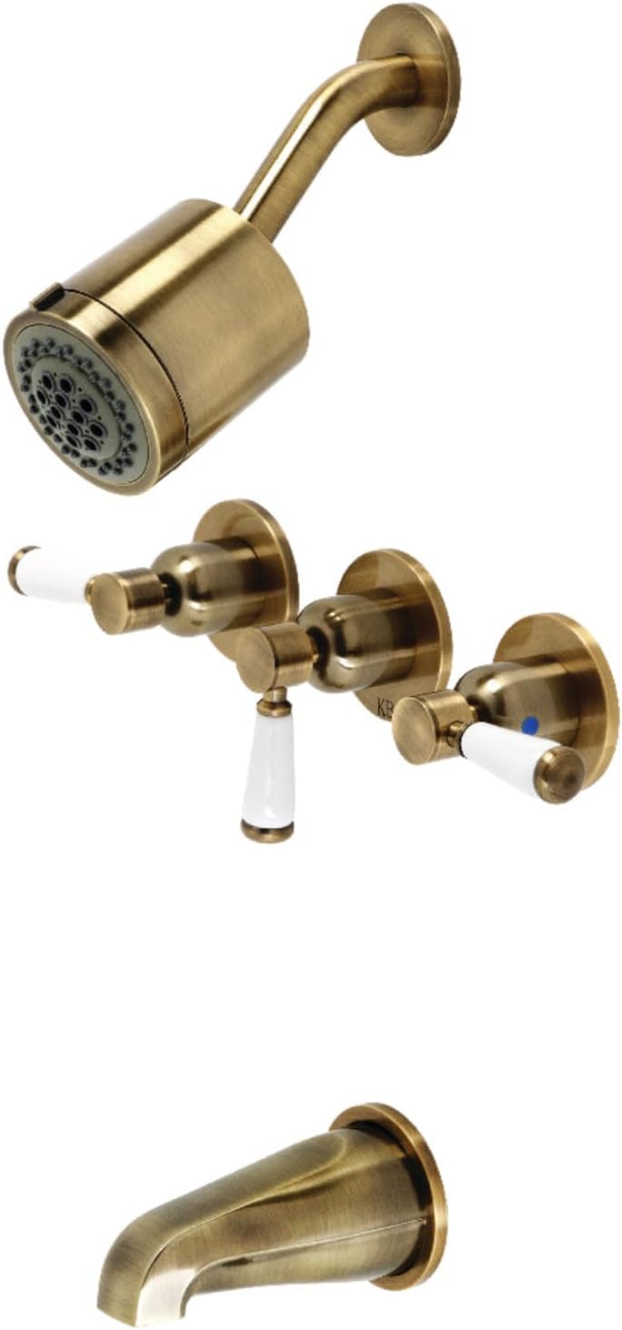 Kingston Brass KBX8133DPL Paris Tub and Shower Faucet, 7.13 x 14.13 x 5.13, Antique Brass