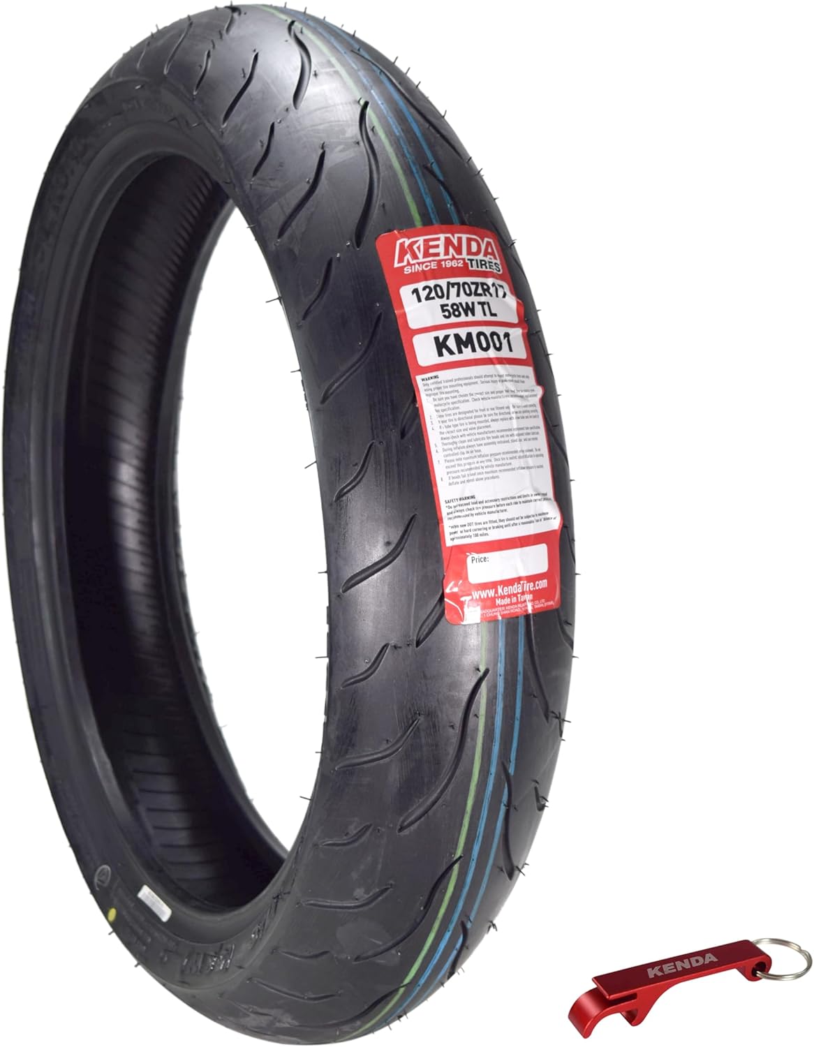 Kenda KM1 (KM001) 120/70ZR17 Front Tire for Sport Touring Motorcycle 58W - Radial Tire with High-Speed Stability & Excellent Wet Grip w/Keychain (120/70-17)