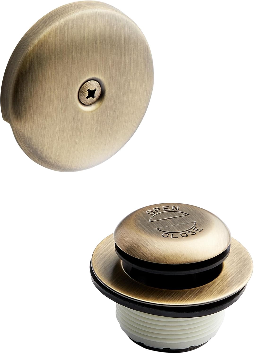 Signature Hardware 446707 Pop-Up Drain with Overflow Cover for Alcove Tub - Brushed Nickel