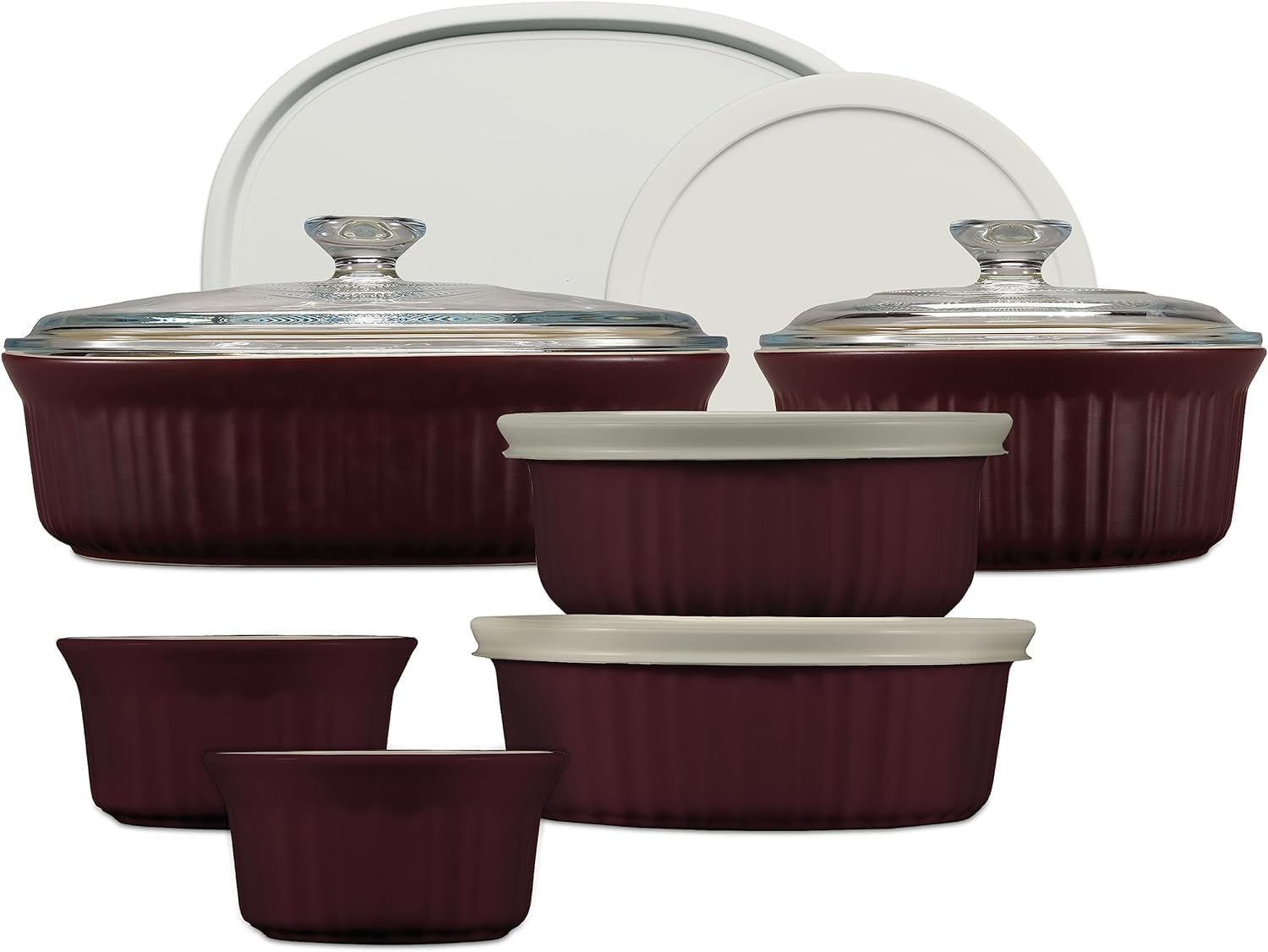 CorningWare Ceramic Bakeware Set with Lids Chip and Crack Resistant Stoneware Baking Dish, Microwave, Dishwasher, Oven, Freezer and Fridge Safe, 10-Piece French Navy