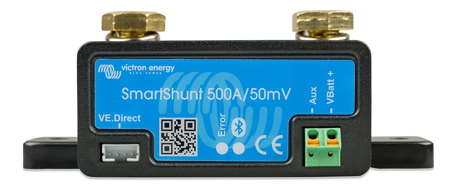 Victron Energy Smart Battery Shunt - Battery Monitor (Bluetooth) - Victron Smart Shunt with Detailed in-app Insights - 6.5V-70V, 500 amp