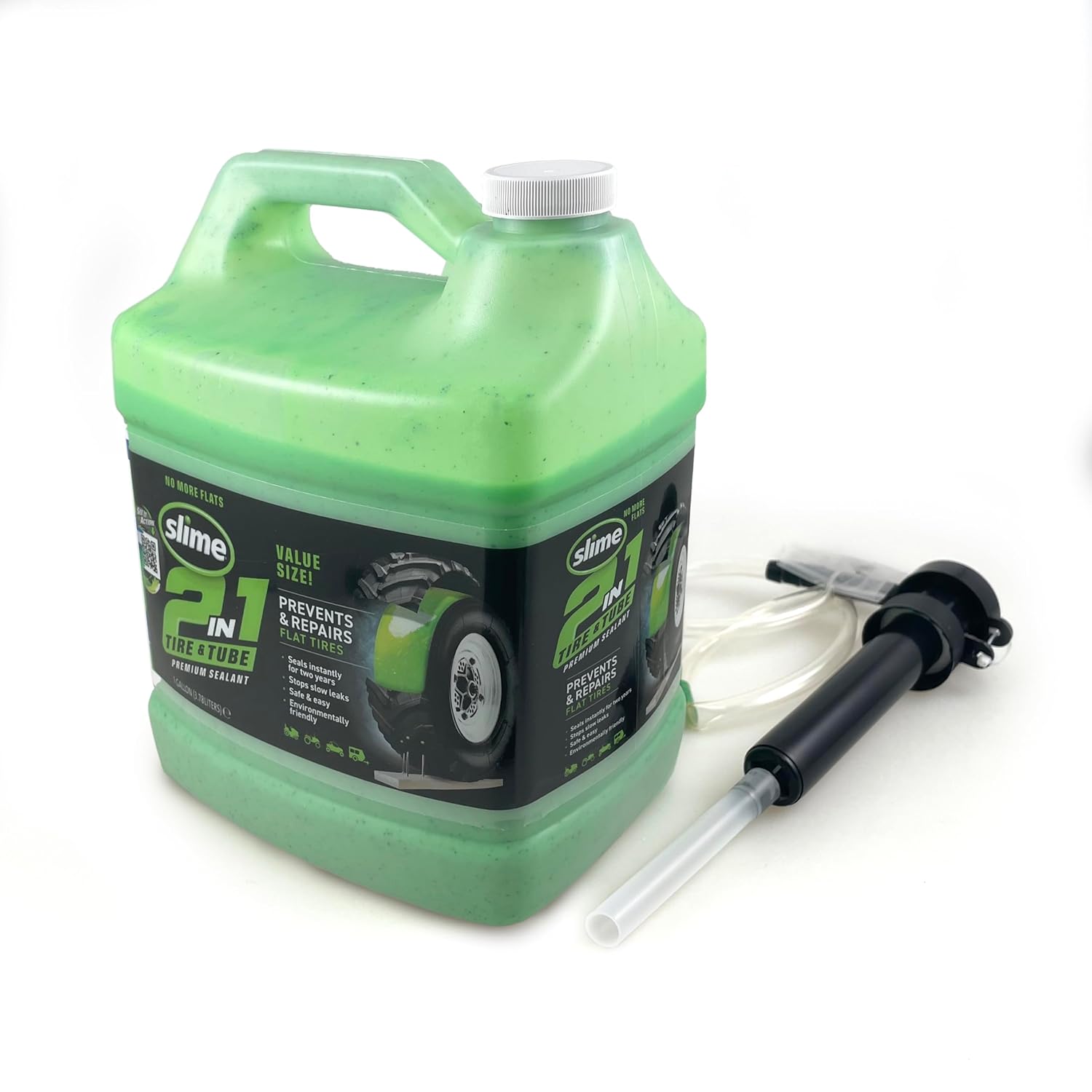 Slime 10207-5 2-in-1 Tyre & Tube Sealant Puncture Repair Sealant, Premium, Prevent and Repair, Suitable for All Off-Highway Tyres and Tubes, Non-Toxic, Eco-Friendly, 3.78 Litre (1 Gallon) Bottle